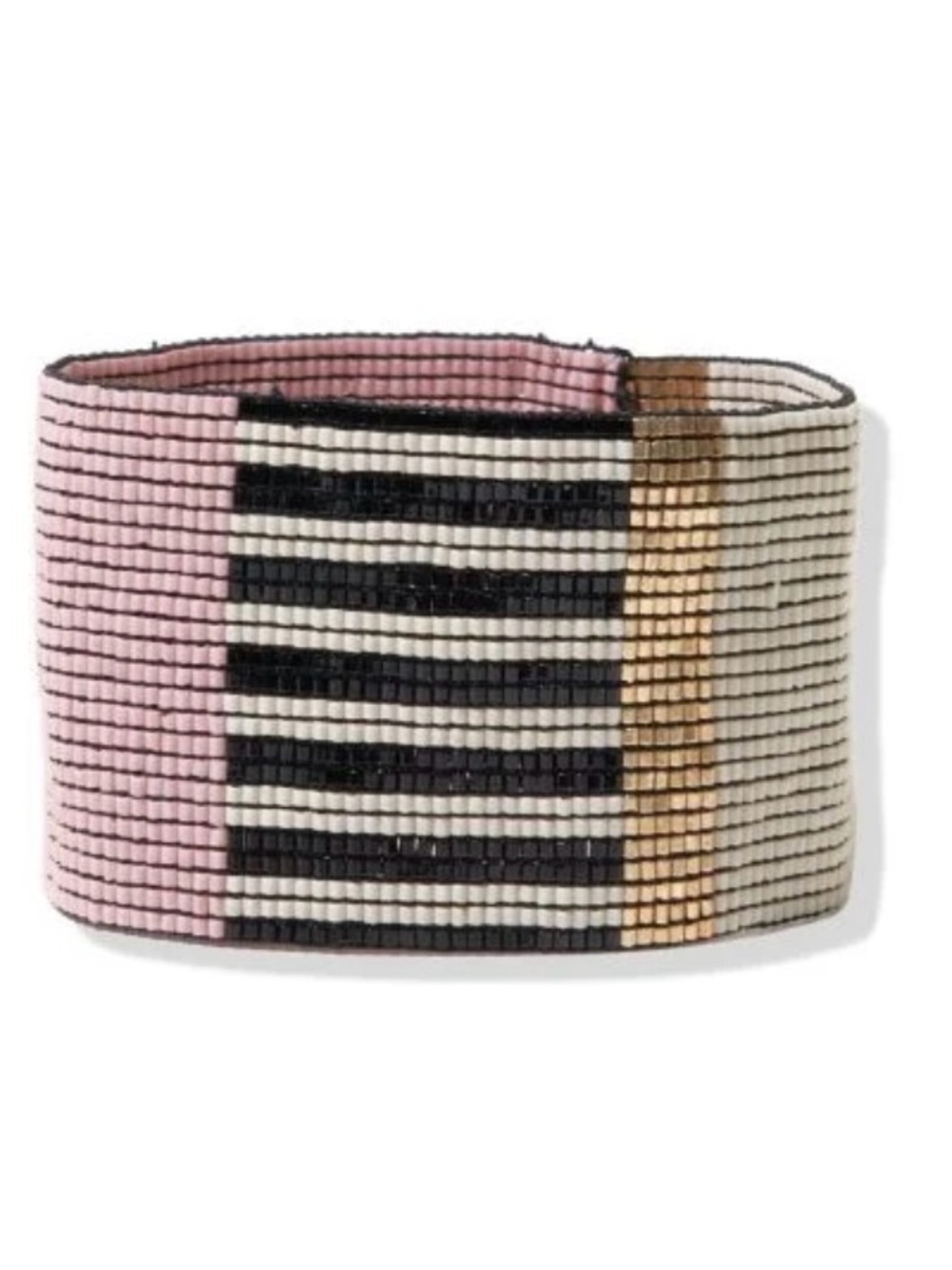 NEW- Ink+Alloy Blush Black Ivory Color Block And Stripe Luxe Stretch Bracelet